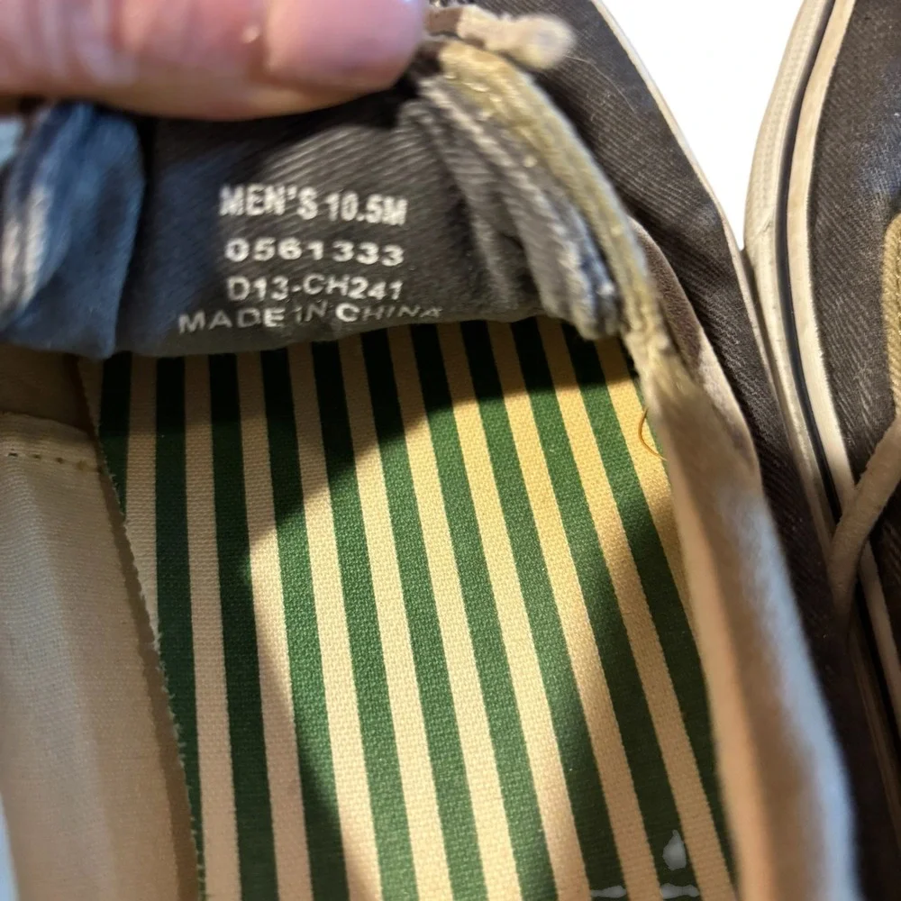 Sperry Top-Sider Bahama Boat Shoes Mens 10.5M Navy Olive Green‎ Canvas Sneaker